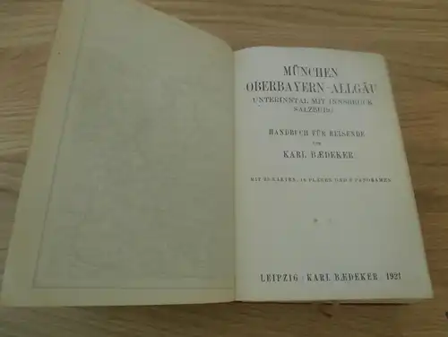 Baedekers Oberbayern , 1921, Reisehandbuch , Bayern , Reklame , Tegernsee , Berchtesgaden , Friedrichshafen , Immenstadt