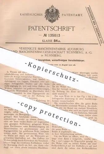 original Patent - Vereinigte Maschinenfabrik Augsburg & Maschinenbaugesellschaft Nürnberg AG | Stau | Fluss , Hochwasser