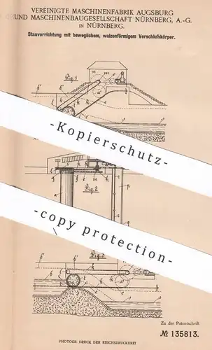 original Patent - Vereinigte Maschinenfabrik Augsburg & Maschinenbaugesellschaft Nürnberg AG | Stau | Fluss , Hochwasser