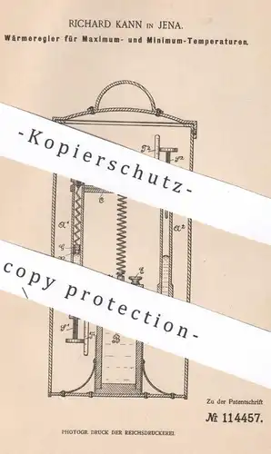 original Patent - Richard Kann , Jena , 1899 , Wärmeregler für Temperaturen | Wärme - Regelung | Quecksilber