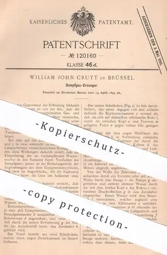 original Patent - William John Cruyt , Brüssel , Belgien , 1899 , Dampfgas - Erzeuger | Dampf , Gas , Gase , Gaserzeuger