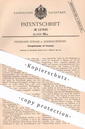 original Patent - Ferdinand Strnad , Schmargendorf  , 1900 , Flüssigkeitspumpe mit Vorpumpe | Pumpe , Pumpen !!!