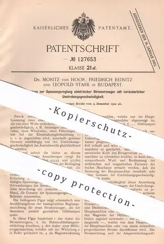 original Patent - Dr. Moritz von Hoor , Friedrich Reinitz , Leopold Stark , Budapest , Ungarn | elektr. Stromerzeuger !!