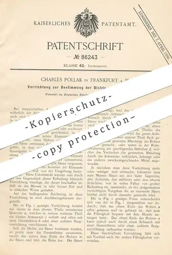 original Patent - Charles Pollak , Frankfurt / Main | Bestimmung der Flüssigkeiten - Dichte | Akkumulator , Aräometer