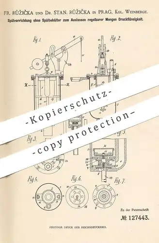 original Patent - Fr. & Dr. Stan. Ruzicka , Prag , Kgl. Weinberge , 1900 , Spülung ohne Spülbehälter | Wasser - Druck !!