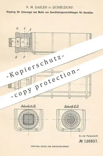 original Patent - R. M. Daelen , Düsseldorf , 1900 , Kupplung für Beschickung an Herdofen | Herd , Ofen , Öfen !!!