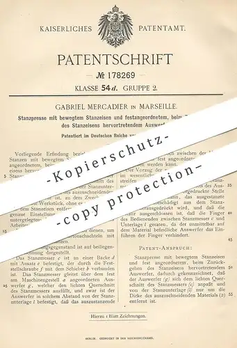 original Patent - Gabriel Mercadier , Marseille , Frankreich , 1905 , Stanzpresse | Presse , Stanzen , Stanzeisen !!!