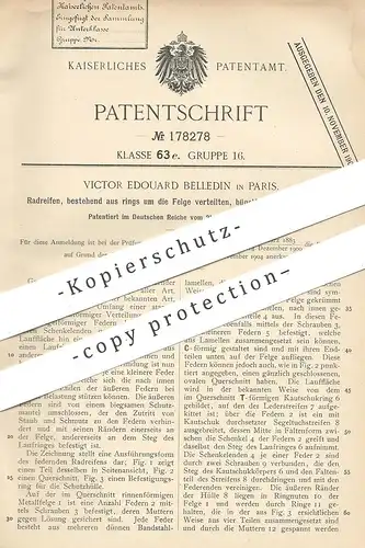 original Patent - Victor Edouard Belledin , Paris , Frankreich , 1905 , Radreifen | Rad , Räder , Felge , Reifen !!!