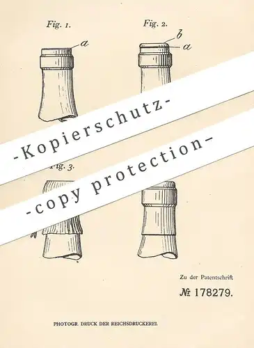 original Patent - Peter Cholewinski , Warschau , 1904 , Verschluss für Flaschen und Gefäße | Flasche , Pfropfen , Korken