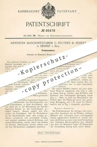 original Patent - Hennefer Maschinenfabrik C. Reuther & Reisert , Hennef , 1895 , Probennehmer | Mühle , Mühlen , Mehl