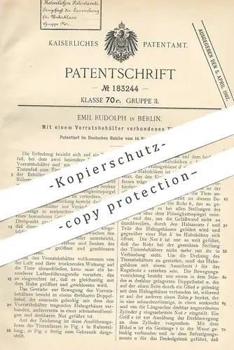 original Patent - Emil Rudolph , Berlin , 1905 , Tintenfass mit Vorratsbehälter | Tinte , Füllhalter , Füller , Feder !!