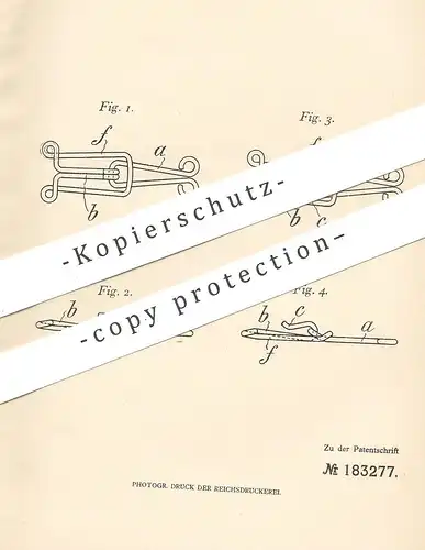 original Patent - Karl Eichner , Freiburg , 1906 , Sicherung für Haken u. Ösen | Rahmen , Bilderrahmen , Bügel | Öse !