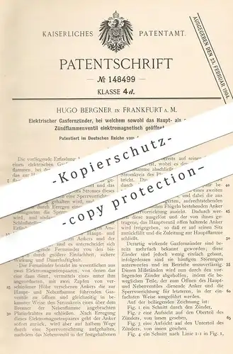 original Patent - Hugo Bergner , Frankfurt / Main , 1903 , Elektrischer Gasfernzünder | Gas - Zünder | Elektromagnet !