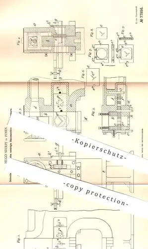 original Patent - Hugo Stolpe , Posen , Schneidvorrichtung für Stanzmaschine u. Blechschere | Blech , Metall , Schere !!