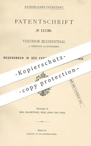 original Patent - Theodor Blumenthal , Denkwitz / Klopschen , 1880 , Fabrikation von Dextrin | Stärke , Säure , Chemie !
