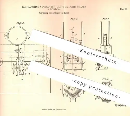 original Patent - Caroline Newman Bintcliffe , John Walker , London , England , 1896 , Auftragen von Klebstoff | Papier
