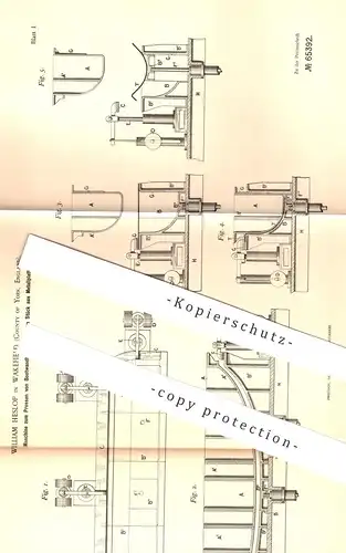 original Patent - William Heslop , Wakefield , York England 1892 , Pressen von Bootwandhälften | Boot , Schiff | Metall