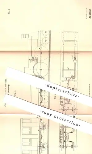 original Patent - Charles Luyers , Brüssel , 1894 , Luftbremse für Güterzug | Zug , Bremse , Eisenbahn , Lokomotive !!!