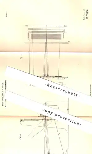 original Patent - Emil Langjahr , Paris , Frankreich , 1892 , Leistenapparat für Webstühle | Webstuhl , Weben , Weber !