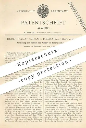 original Patent - Homer Taylor Yaryan , Toledo , Ohio , USA , 1888 , Wasser reinigen im Dampfkessel | Kessel , Pumpe !!
