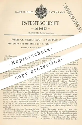 original Patent - Frederick William Eddy , New York , USA , 1894 , Herst. von Korkpappe | Kork , Pappe , Karton , Papier