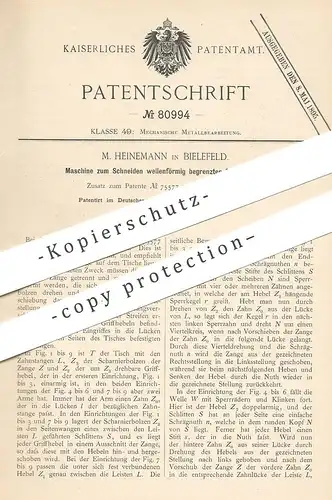 original Patent - M. Heinemann , Bielefeld , 1894 , Schneiden von Blechstreifen | Blech , Metall , Blechzange , Zange !!