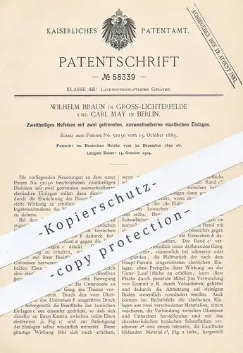 original Patent - Wilhelm Braun , Carl May , Groß Lichterfelde / Berlin , 1890 , Hufeisen | Schmied , Hufschmied !!!