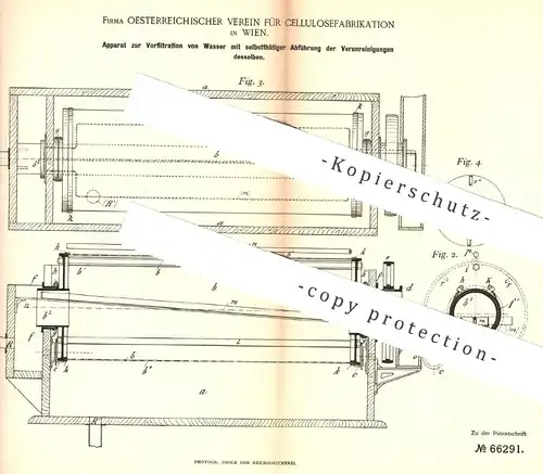 original Patent - Oesterreichischer Verein für Cellulosefabrikation , Wien , 1891 , Vorfiltration von Wasser | Filter !