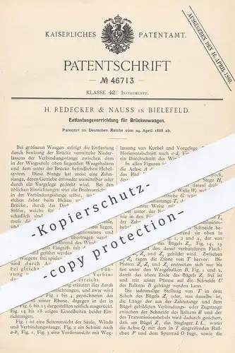 original Patent - H. Redecker & Nauss , Bielefeld , 1888 , Entlastung für Brückenwaage | Waage , Waagen | Wiegen !!!