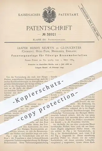 original Patent - Jasper Henry Selwyn , Gloucester , Crescent , Hyde Park , Middlesex England , Öl Feuerung | Lokomotive