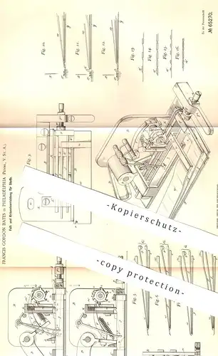 original Patent - Francis Gordon Bates , Philadelphia , Pennsylvania , USA , 1891 , Stoff falten u. kräuseln | Schneider