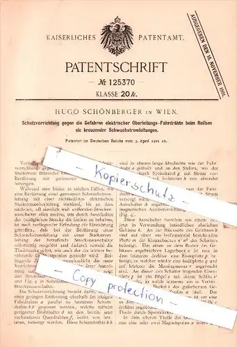 Original Patent  - Hugo Schönberger in Wien , 1901 , Schutzvorrichtung für Strassenbahn !!!