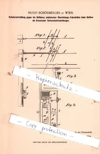 Original Patent  - Hugo Schönberger in Wien , 1901 , Schutzvorrichtung für Strassenbahn !!!