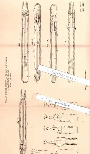 Original Patent  - Gibbard Hughes und T. Carwardine in Hampstead  , 1882 , Federhalter !!!