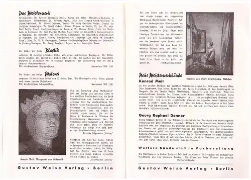 original Prospekt / Werbung - 1941 - Das Meisterwerk , Kunstbücher , Malerei , Plastik , Gustav Weise Verlag in Berlin !