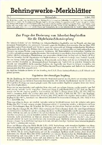 original Prospekt -1938 - Diphtherie - Schutzimpfung , Impfung , Behringwerke , Marburg a.d. Lahn , 4 seitig !!!