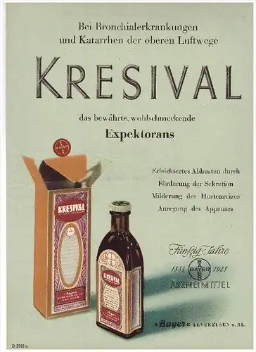 original Werbung - 1938 - BAYER , Leverkusen a. Rh. , Arzneimittel , Arzt , Krankenhaus , Apotheke , A4 Seite !!