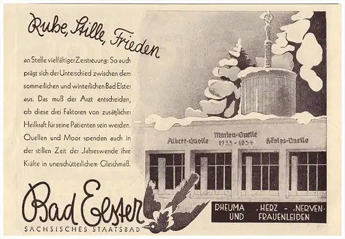 original Werbung - 1938 - Bad Elster , Rheuma , Arzt , Krankenhaus , Apotheke !!!