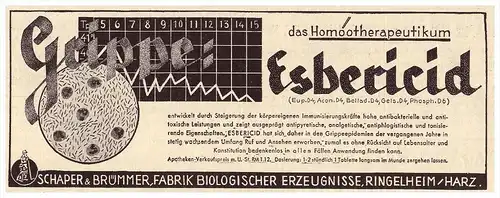 original Werbung -1938 - Schaper & Brümmer in Ringelheim / Harz , Esbericid , Krankenhaus , Arzt , Apotheke , Salzgitter