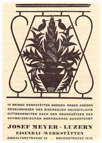 original Werbung - 1926 - Josef Meyer in Luzern , Eisenbau , Gibraltarstrasse , Bruchstrasse , Metallbau !!!