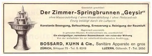 original Werbung - 1926 - Bosshardt , Kuhn & Cie in Luzern , Springbrunnen , Güterstrasse , Zürich , Sihlquai !!!
