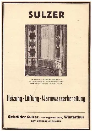 original Werbung - 1927 - Gebrüder Sulzer in Winterthur , Heizungen , Heizungsbau !!!