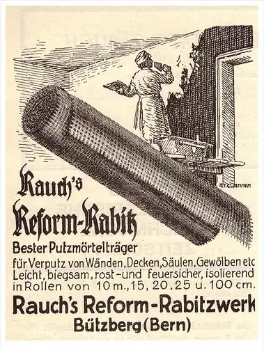original Werbung - 1927 - Reform-Rabitz , Rabitzwerk Rauch in Bützberg , Bern , Bau !!!