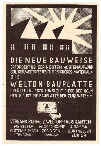 original Werbung - 1927 - Welton , Weibel & Co in Glothen-Sirnach , Zofingen , A. Gamma in Gurtnellen !!!