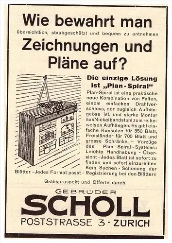 original Werbung - 1927 - Zeichentische , Gebr. Scholl in Zürich , Architektur , Zeichner !!!