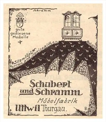 original Werbung - 1927 - Schubert & Schramm in Uttwil , Thurgau , Möbelfabrik , Möbel !!!