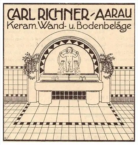 original Werbung - 1927 - Carl Richner in Aarau , Keramik , Wand- und Bodenbeläge , Fliesen , Kacheln !!!