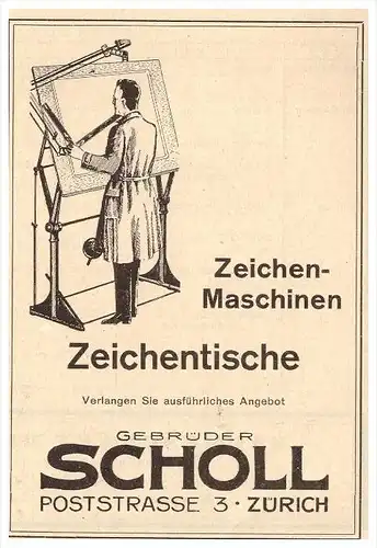 original Werbung - 1927 - Zeichentische , Gebr. Scholl in Zürich , Architektur , Zeichner !!!