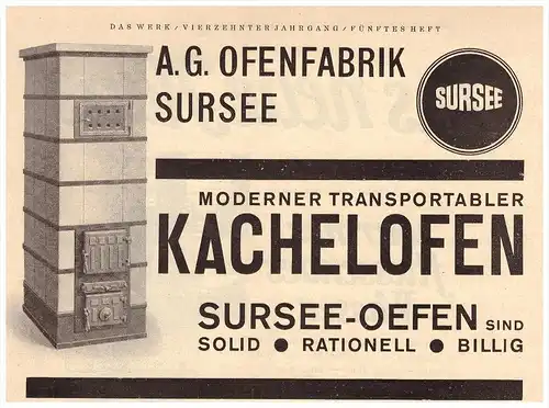 original Werbung - 1927 - Ofenfabrik Sursee , Kachelöfen , Ofen !!!