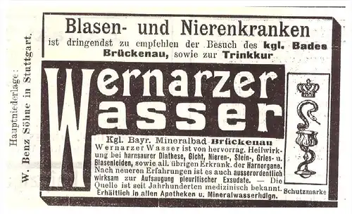 original Werbung - 1907 - Wernazer Wasser , Bad Brückenau , Mineralbad  , Arzt , Apotheke !!!